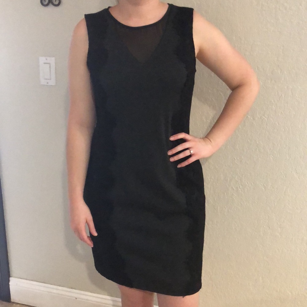 Fitted charcoal grey knee length dress